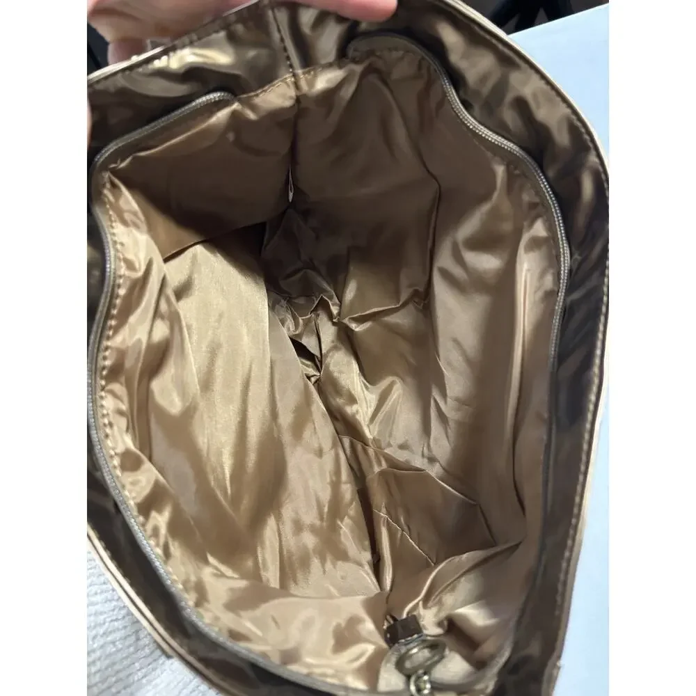 Shiny Bronze Lightweight Tote Shoulder Bag Tablet Purse Y2K 90's‎ Retro Travel